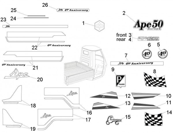 Fahrgestell Dekore - Ape Mix 50ccm 2T AC 2013- ZAPC80000