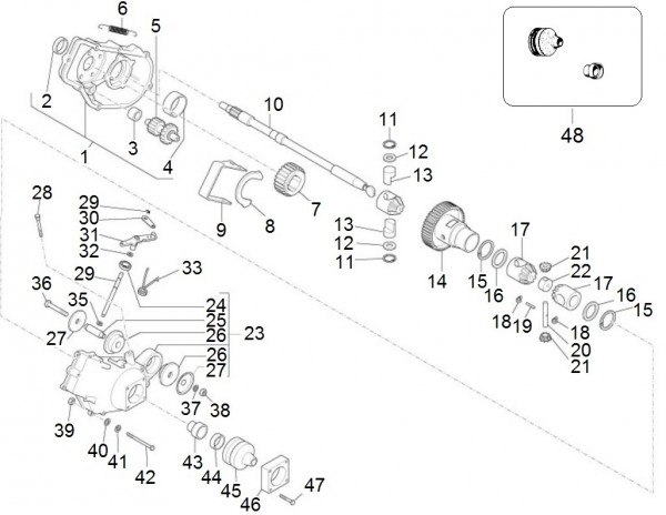 Motor Hinterachsantrieb - Ape Mix 50ccm 2T AC 2013- ZAPC80000