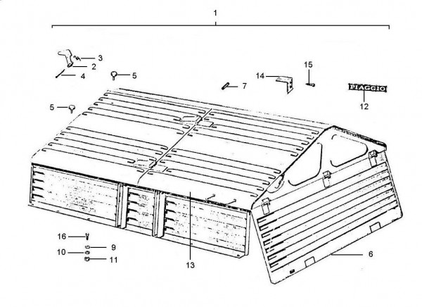 Fahrgestell Kipperaufbau II - Vespa Car 200ccm 2T AC 1983- AF3T