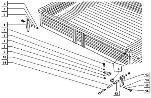 Fahrgestell Anbauteile klappbare Ladefläche - Ape TM 703 mit Lenker 220ccm 2T AC 2000-2007 ATM2T
