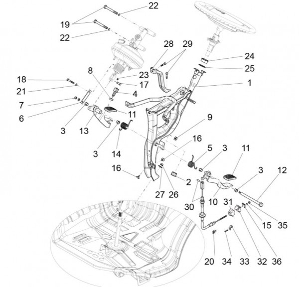 Bowdenzüge Pedale - Porter Quargo 700ccm 4T LC 2009- ZAP4P10000