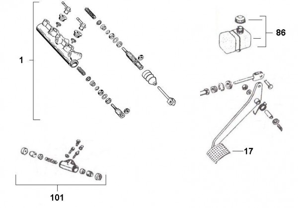 Bowdenzüge Fußbremspedal - Ape Car 422ccm 4T AC 1986- AFD1T