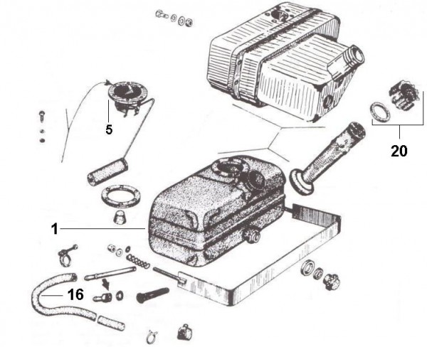 Fahrgestell Öltank - Ape 220ccm 2T AC 1978-1983 MPM2T