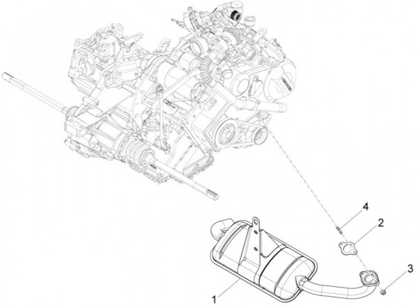 Motor Auspuff - Porter Quargo 700ccm 4T LC 2015- ZAP4P10000