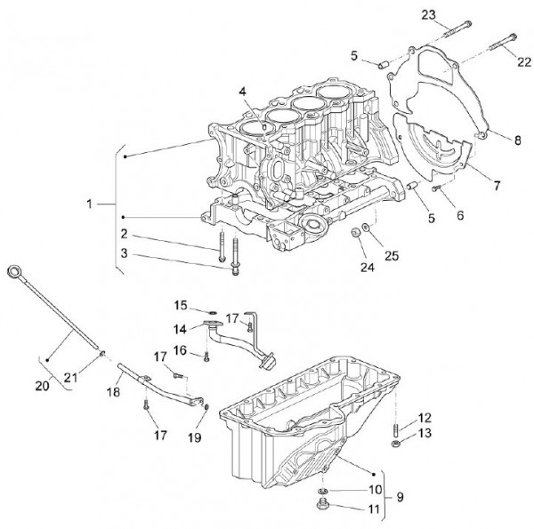 Motor Zylinderblock - Porter Multitech 1300ccm 4T LC 2010- ZAPS90TJ