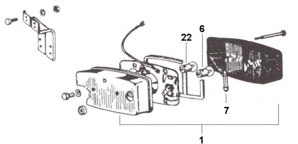 Elektrische Anlage Rücklicht - Vespa Car 125ccm 2T AC 1970- MPF1T