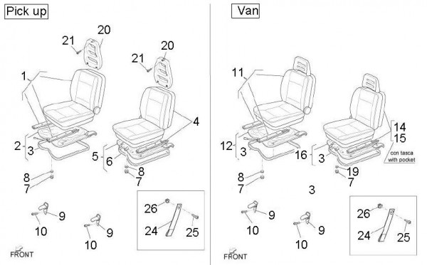 Fahrgestell Sitz vorn - Porter D120 Diesel 1300ccm 4T LC 2011- ZAPS90CK