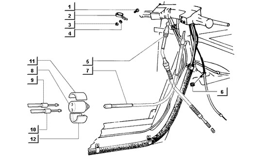 Bowdenzüge Bremszug vorn - Gaszug - Ape Mix 50ccm 2T AC 1998-2008 ZAPC80000