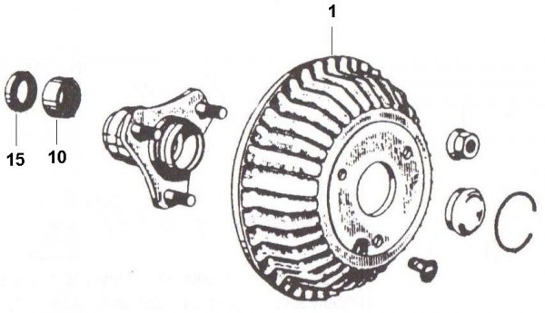 Radaufhängung Bremstrommel vorn - Ape 190ccm 2T AC 1967-1972 MPA1T