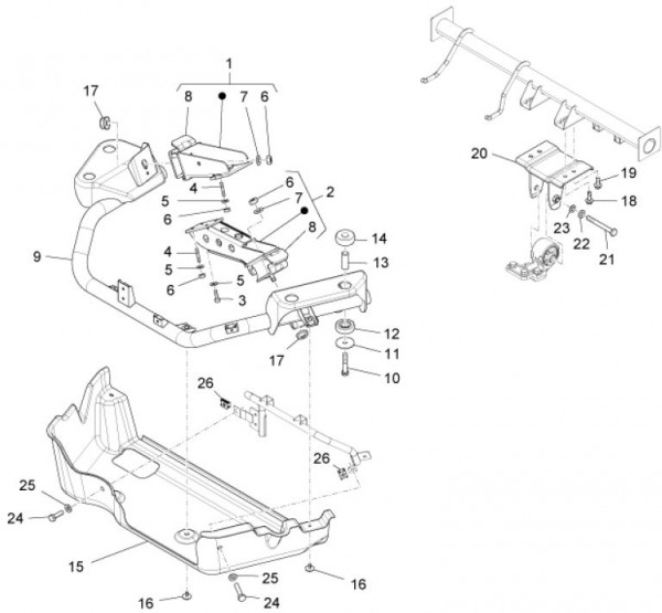 Fahrgestell Motorhalterungen - Porter Maxxi Multitech 1300ccm 4T LC 2010- ZAPS90DJ