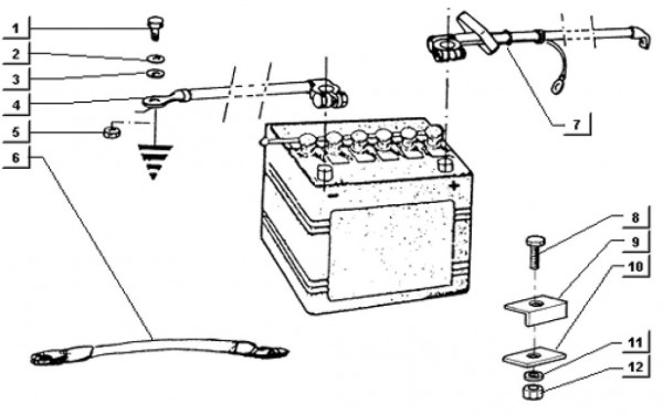Elektrische Anlage Batterie II - Ape TM 703 mit Lenkrad 220ccm 2T AC 2000-2007 ATM3T