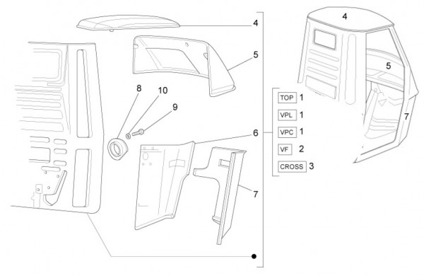 Fahrgestell Verkleidungen vorn - Ape Mix 50ccm 2T AC 2017- ZAPC80000