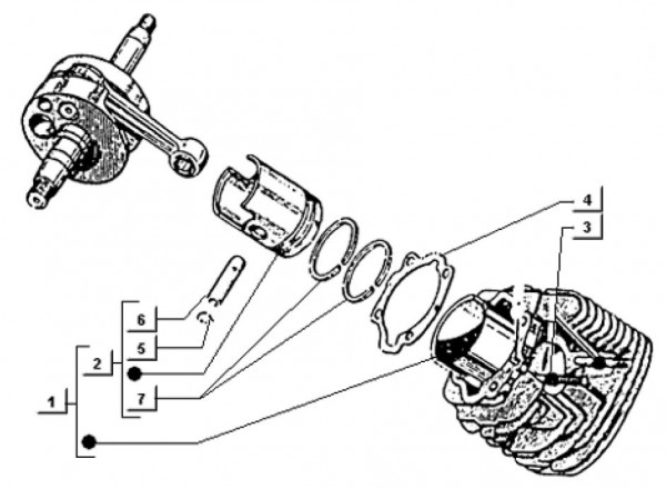 Motor Zylinder - Ape TM 703 mit Lenkrad 220ccm 2T AC 1997-1999 ZAPT10000