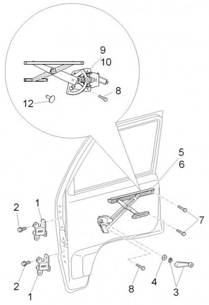 Fahrgestell Fensterheber - Porter D120 Diesel 1300ccm 4T LC 2015- ZAPS90CK