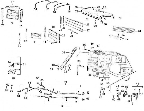 Fahrgestell Kastenaufbau - Vespa Car 200ccm 2T AC 1983- AF3T