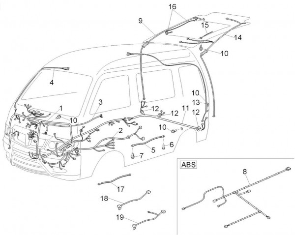 Elektrische Anlage Kabelbaum - Porter D120 Diesel 1300ccm 4T LC 2014- ZAPS90VK