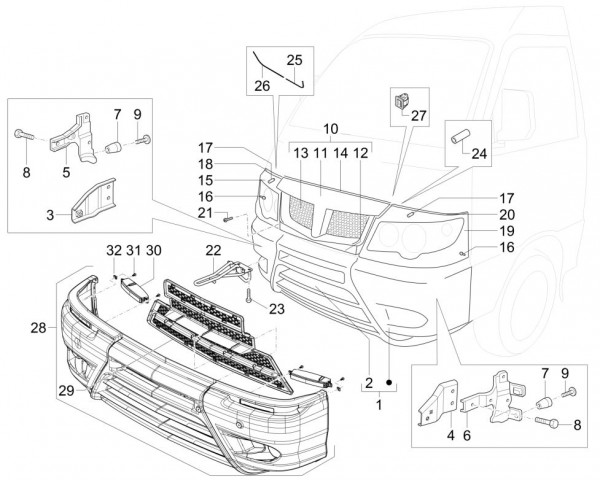 Fahrgestell Verkleidungen vorn - Porter Maxxi Multitech 1300ccm 4T LC 2016-