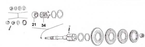 Motor Getriebe - Ape 125ccm 2T AC 1970-1974 TM1T