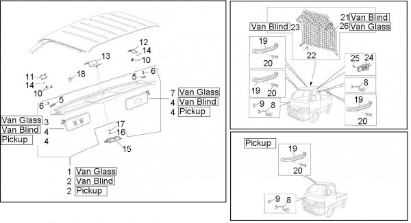 Fahrgestell Kabinenbauteile - Porter D120 Diesel 1300ccm 4T LC 2011- ZAPS90VK