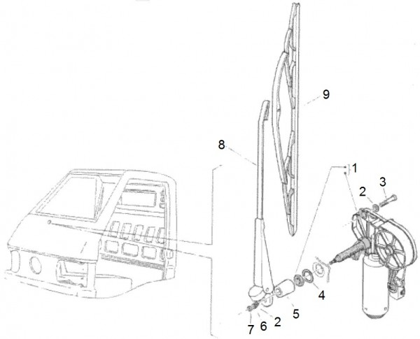 Elektrische Anlage Scheibenwischer - Ape TM 703 mit Lenkrad 220ccm 2T AC 2000-2007 ZAPT10000