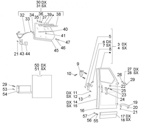 Fahrgestell Türen vorn Ape Cross - Ape Mix 50ccm 2T AC 2013- ZAPC80000