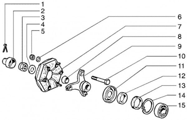 Radaufhängung Hardyscheibe - Ape TM 703 Diesel mit Lenkrad 422ccm 4T AC 2005-2010 ZAPT10000