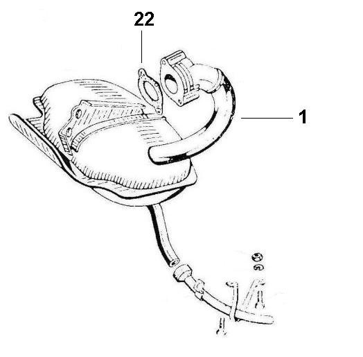 Motor Auspuff - Ape Car 220ccm 2T AC 1985- AF4T