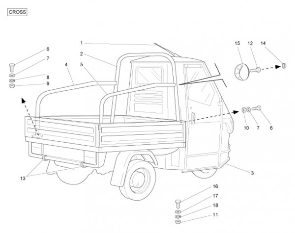 Fahrgestell Schutzbügel Ape Cross - Ape Mix 50ccm 2T AC 2018- ZAPC80000