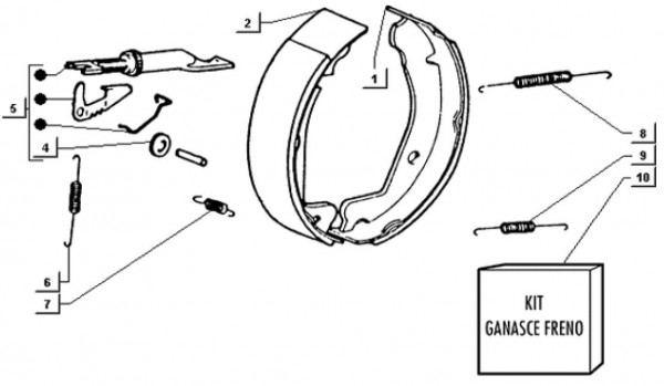 Radaufhängung Bremsbacken hinten - Ape TM 703 mit Lenker 220ccm 2T AC 2000-2007 ATM3T