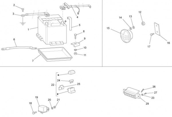 Elektrische Anlage Batterie - Ape TM 703 mit Lenkrad 220ccm 2T AC 2008-2016 ZAPT10000