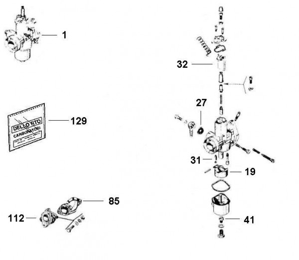 Motor Vergaser - Vespa Car 125ccm 2T AC 1970- MPF1T