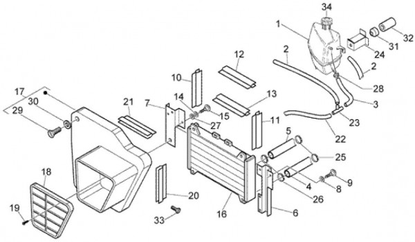 Fahrgestell Kühler - Ape TM 703 Diesel mit Lenkrad 422ccm 4T AC 2005-2010 ZAPT10000