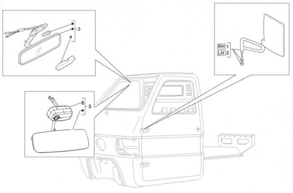 Fahrgestell Rückspiegel - Ape TM 703 mit Lenkrad 220ccm 2T AC 2008-2016 ZAPT10000