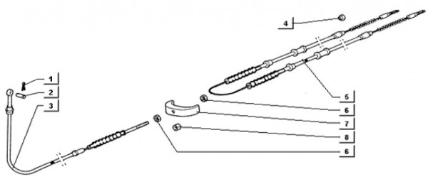 Bowdenzüge Handbremszug - Ape TM 703 mit Lenkrad 220ccm 2T AC 2000-2007 ATM2T