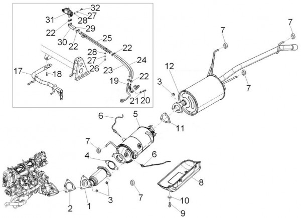 Motor Auspuff - Porter D120 Diesel 1300ccm 4T LC 2013- ZAPS90TK