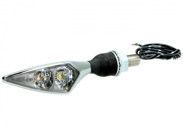 Kellermann LED Blinker, Micro Rhombus PL, vorne, rechts, Stahl, 12 V, chrom, glänzend, E-geprüft