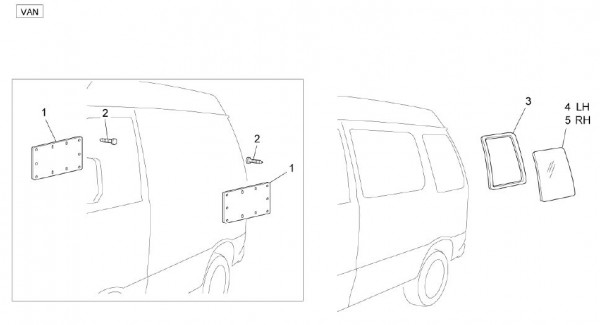 Fahrgestell Seitenfenster hinten - Porter Multitech 1300ccm 4T LC 2010- ZAPS90TJ