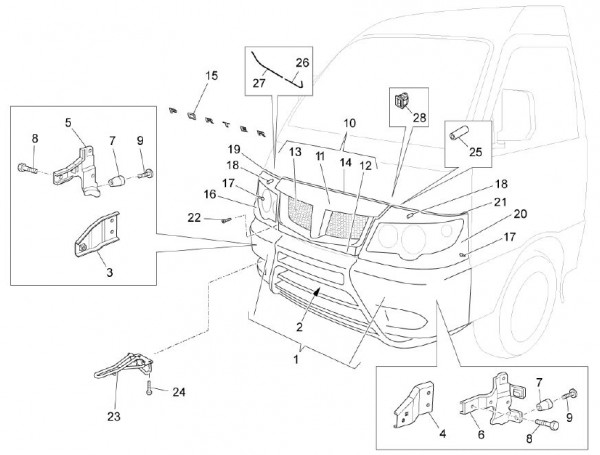 Fahrgestell Verkleidungen vorn - Porter Multitech 1300ccm 4T LC 2010- ZAPS90PJ