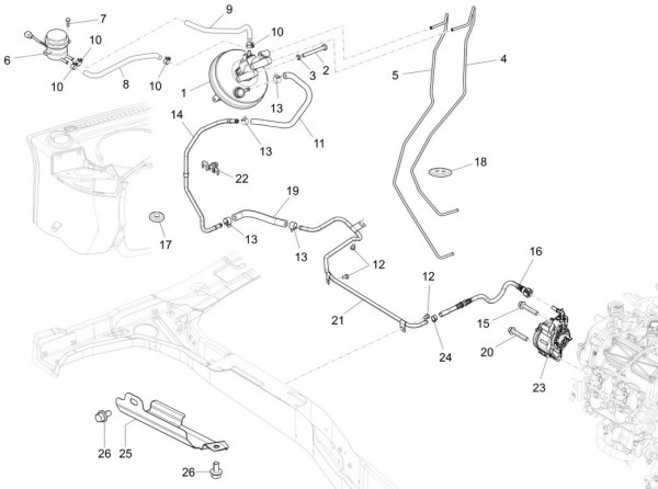 Radaufhängung Bremsleitungen vorn - Porter D120 Diesel 1300ccm 4T LC 2014- ZAPS90CK