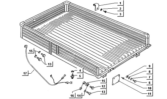 Fahrgestell Anbauteile klappbare Ladefläche - Ape TM 422ccm 4T AC 1997-2004 ZAPT1000000001001