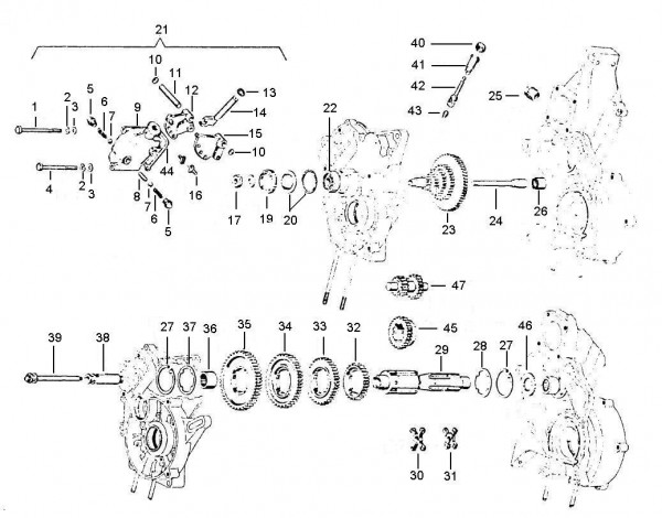 Motor Schaltgetriebe - Vespa Car 200ccm 2T AC 1983- AF3T