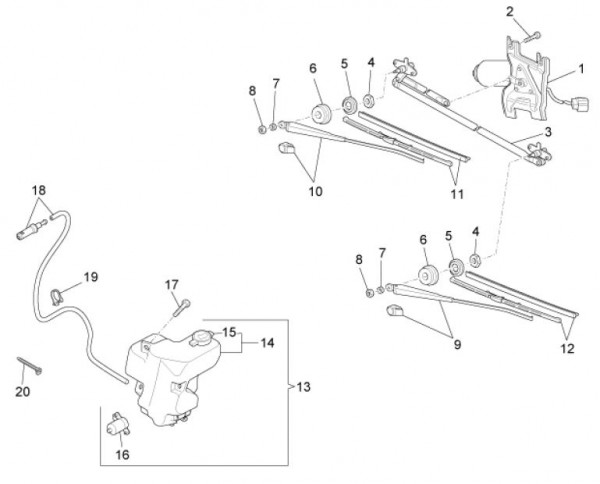 Elektrische Anlage Scheibenwischer - Porter Maxxi Multitech 1300ccm 4T LC 2010- ZAPS90AJ