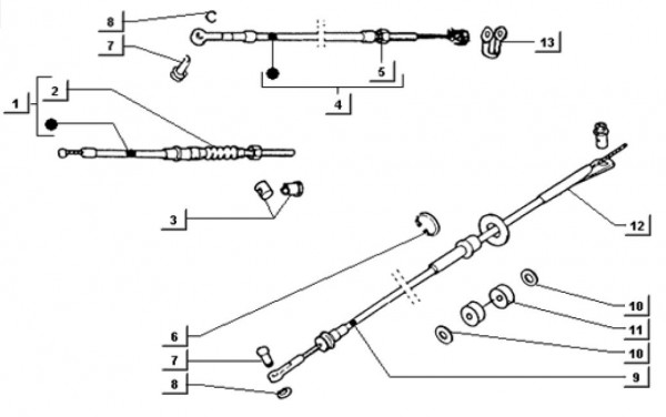 Bowdenzüge Bowdenzüge - Ape TM 703 mit Lenker 220ccm 2T AC 2000-2007 ATM3T