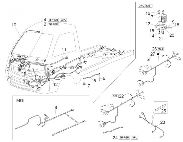 Elektrische Anlage Kabelbaum - Porter Multitech 1300ccm 4T LC 2010- ZAPS90TJ