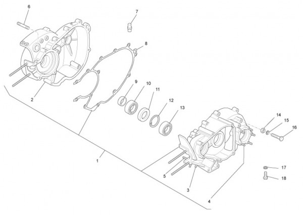 Motor Kurbelgehäuse - Ape Mix 50ccm 2T AC 2017- ZAPC80000