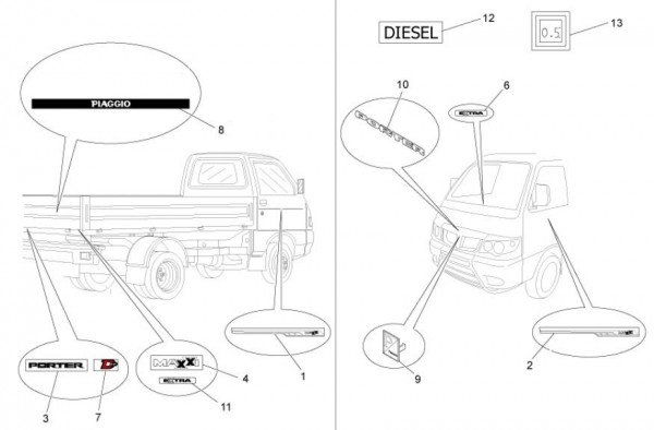 Fahrgestell Dekore - Porter Maxxi D120 Diesel 1200ccm 4T LC 2013- ZAPS90DK