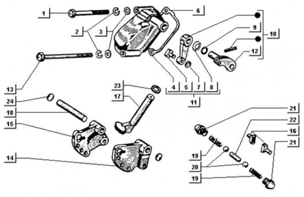 Motor Schaltgabel - Ape TM 703 mit Lenker 218ccm 2T AC 1997-1999 ATM2 00001001