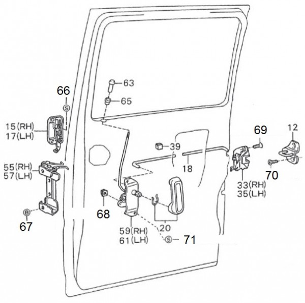 Fahrgestell Türbauteile hinten - Porter Porter 1000ccm 4T LC 1992-1998 ZAPS85