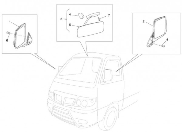 Fahrgestell Rückspiegel - Porter Multitech 1300ccm 4T LC 2014- ZAPS90VJ