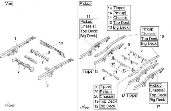 Fahrgestell Rahmen hinten - Porter D120 Diesel 1300ccm 4T LC 2011- ZAPS90CK